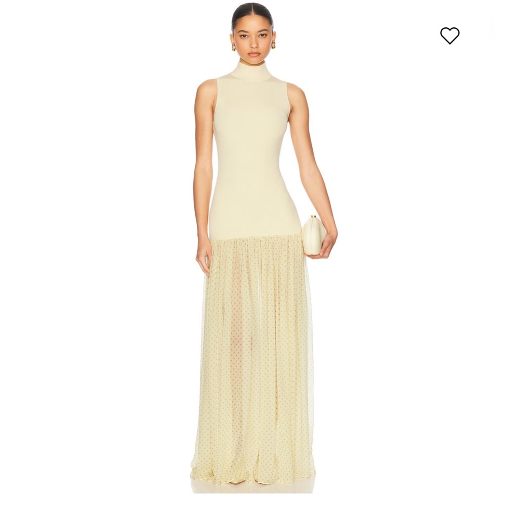 Helsa Yellow Polkadot drop waist Costanza Sleeveless Maxi Dress